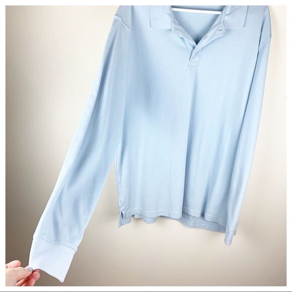 Land's End Light Blue Men’s Long Sleeve Knit Polo - Picture 5 of 11